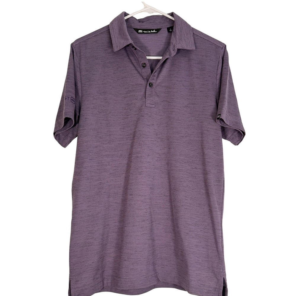 TravisMathew Mens Purple Heathered Short Sleeve Golf Polo Shirt Size S
